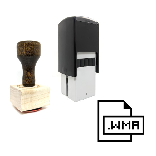 "Wma File" rubber stamp with 3 sample imprints of the image