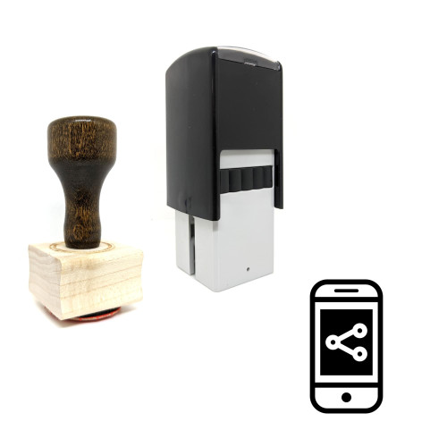 "Smartphone Share" rubber stamp with 3 sample imprints of the image