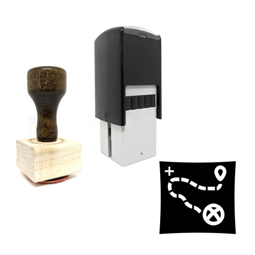 "Map View" rubber stamp with 3 sample imprints of the image