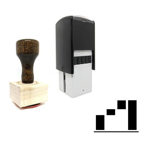 "Waterfall Chart" rubber stamp with 3 sample imprints of the image