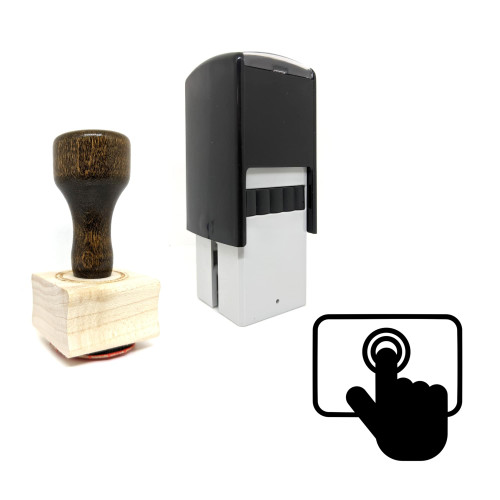 "Double Tap" rubber stamp with 3 sample imprints of the image