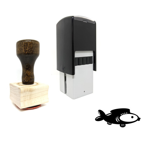 "Fish" rubber stamp with 3 sample imprints of the image