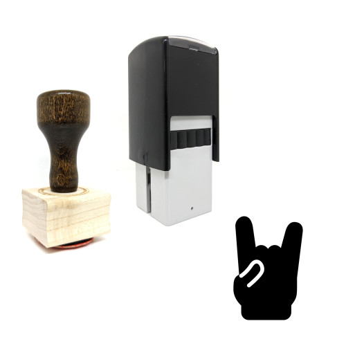 "Rock On" rubber stamp with 3 sample imprints of the image