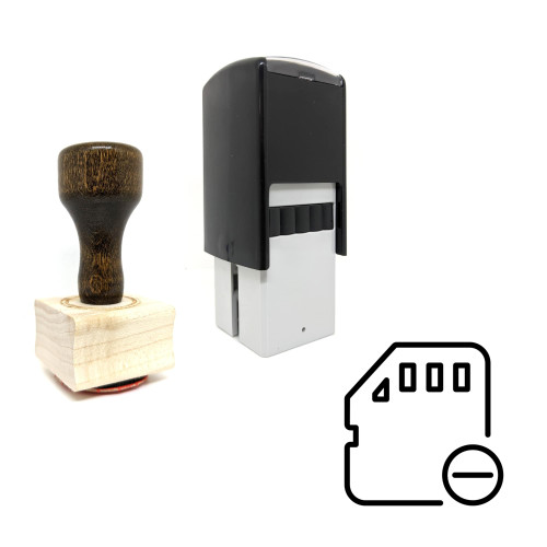 "Sd Card Minus" rubber stamp with 3 sample imprints of the image