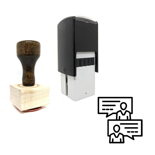 "Business Dialogue" rubber stamp with 3 sample imprints of the image