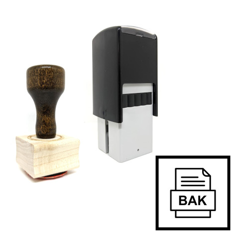"Bak File Document Icon" rubber stamp with 3 sample imprints of the image
