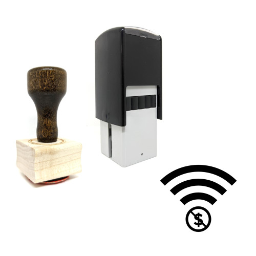 "Free Wifi" rubber stamp with 3 sample imprints of the image