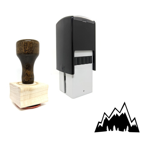 "Mountains" rubber stamp with 3 sample imprints of the image