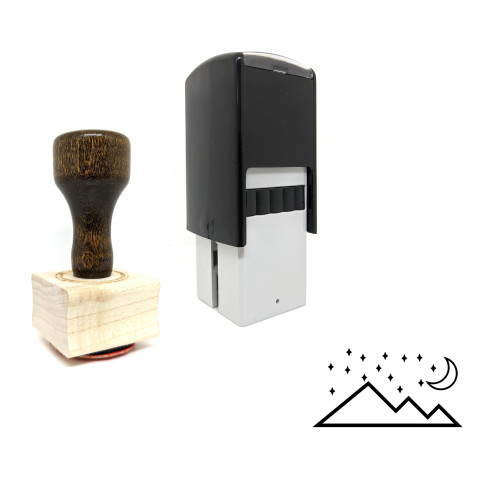 "Mountains" rubber stamp with 3 sample imprints of the image