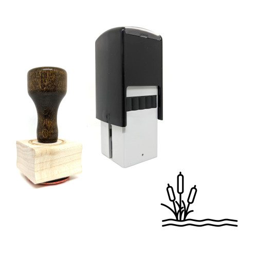 "Bulrushes" rubber stamp with 3 sample imprints of the image