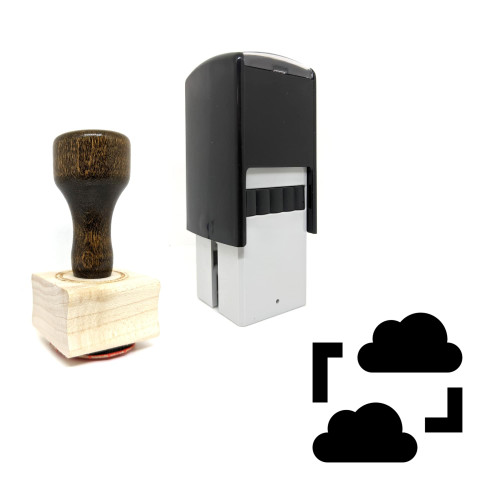 "Cloud Sharing" rubber stamp with 3 sample imprints of the image