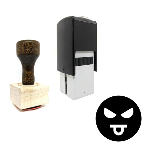 "Evil Tongue" rubber stamp with 3 sample imprints of the image