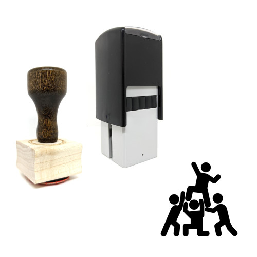 "Teamwork" rubber stamp with 3 sample imprints of the image