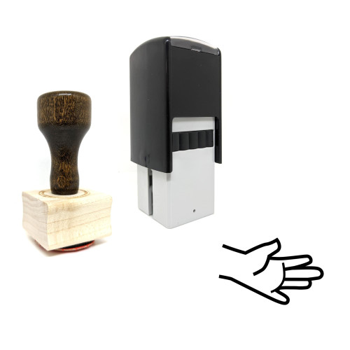 "Hand" rubber stamp with 3 sample imprints of the image