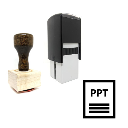 "Ppt" rubber stamp with 3 sample imprints of the image