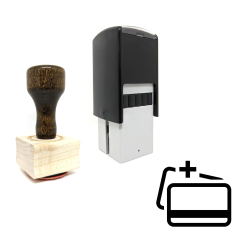 "Add Credit Card" rubber stamp with 3 sample imprints of the image