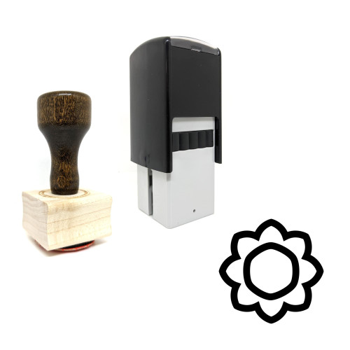 "Flower" rubber stamp with 3 sample imprints of the image