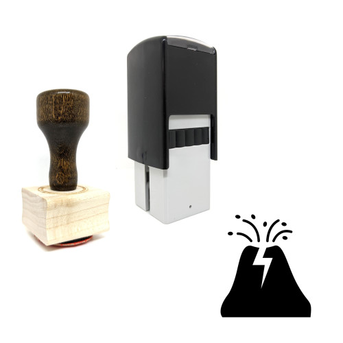 "Volcano" rubber stamp with 3 sample imprints of the image