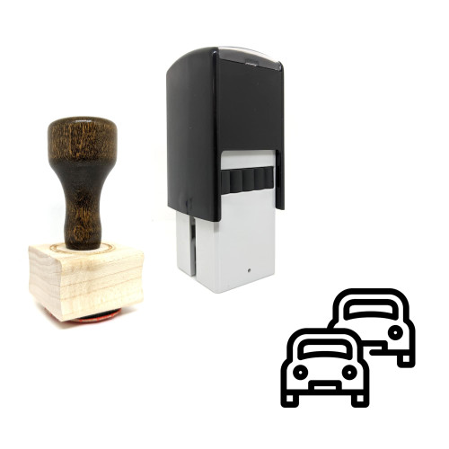 "Traffic" rubber stamp with 3 sample imprints of the image