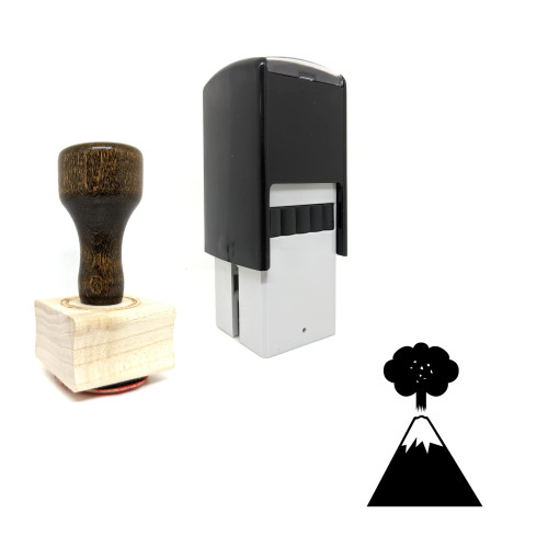 "Volcano" rubber stamp with 3 sample imprints of the image