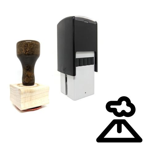 "Volcano" rubber stamp with 3 sample imprints of the image