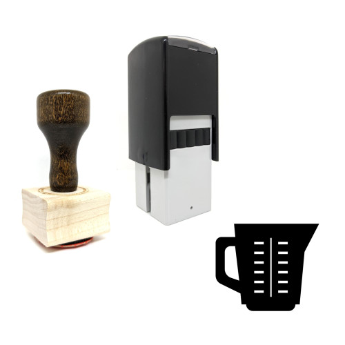 "Measuring Cup" rubber stamp with 3 sample imprints of the image