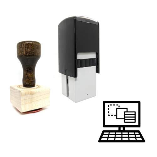 "Design Squares" rubber stamp with 3 sample imprints of the image