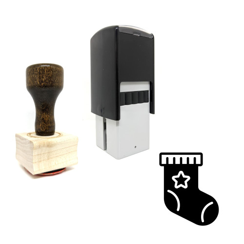 "Stocking" rubber stamp with 3 sample imprints of the image