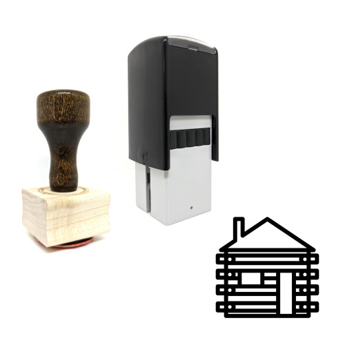 "Log Cabin" rubber stamp with 3 sample imprints of the image