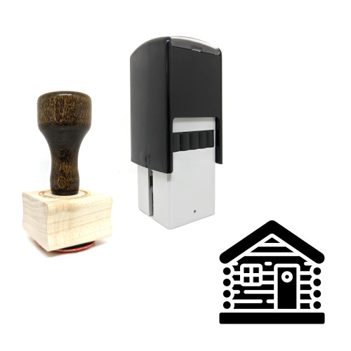 "Log Cabin" rubber stamp with 3 sample imprints of the image