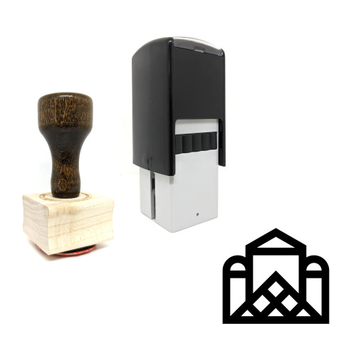 "The Louvre" rubber stamp with 3 sample imprints of the image