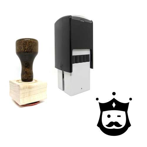 "Winking King" rubber stamp with 3 sample imprints of the image