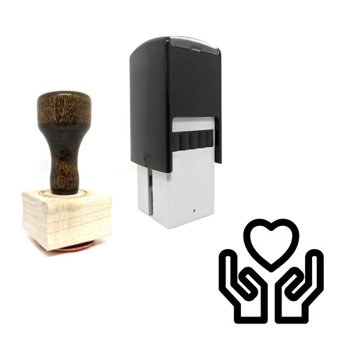 "Heart Care" rubber stamp with 3 sample imprints of the image