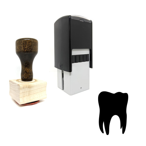 "Tooth" rubber stamp with 3 sample imprints of the image