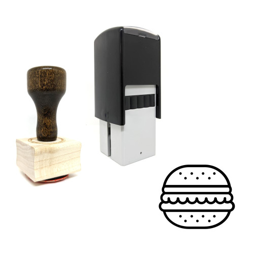 "Burguer" rubber stamp with 3 sample imprints of the image