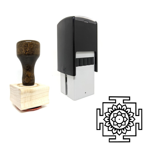 "Yantra" rubber stamp with 3 sample imprints of the image