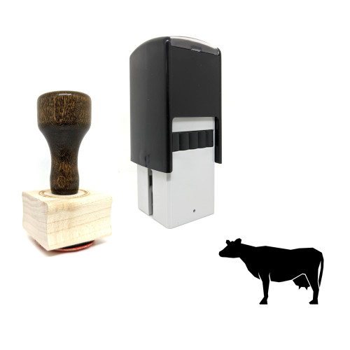 "Cow" rubber stamp with 3 sample imprints of the image