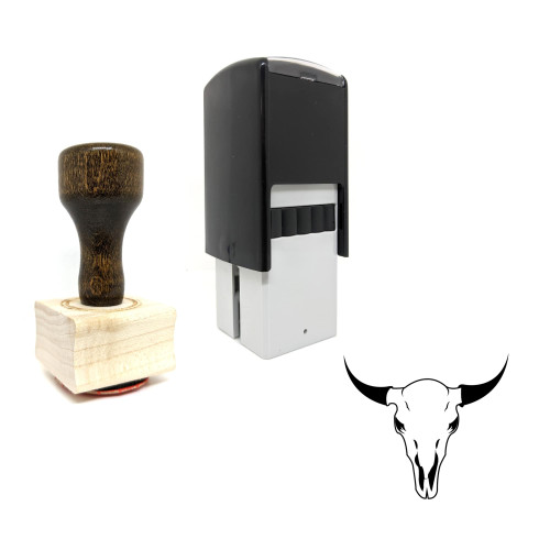 "Buffalo Skull" rubber stamp with 3 sample imprints of the image