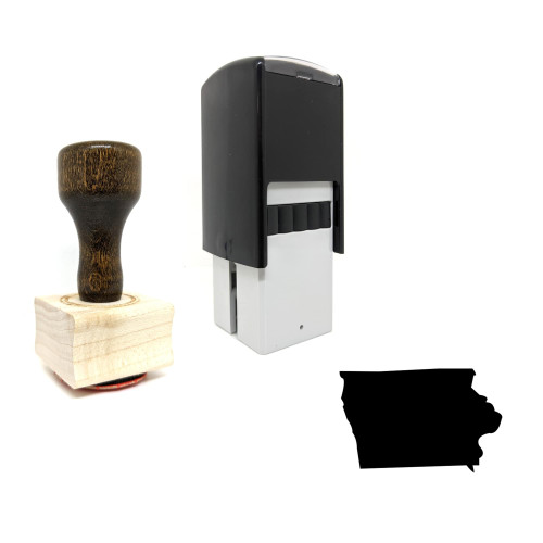 "Iowa" rubber stamp with 3 sample imprints of the image