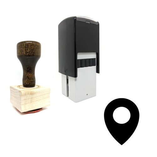 "Map Marker" rubber stamp with 3 sample imprints of the image