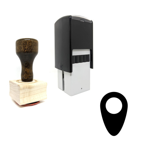 "Map Marker" rubber stamp with 3 sample imprints of the image