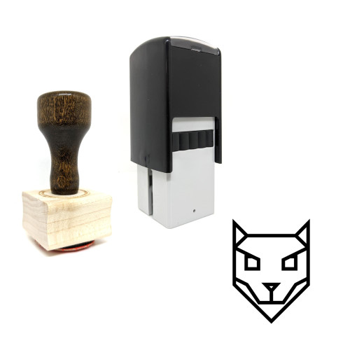 "Wolf" rubber stamp with 3 sample imprints of the image