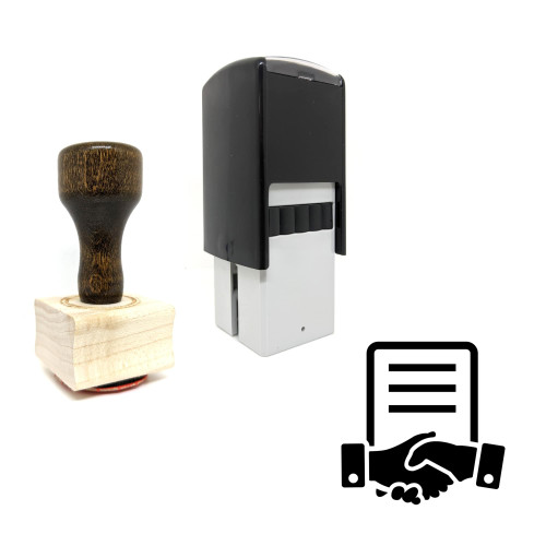 "Agreement" rubber stamp with 3 sample imprints of the image