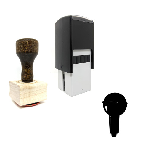 "Microphone" rubber stamp with 3 sample imprints of the image