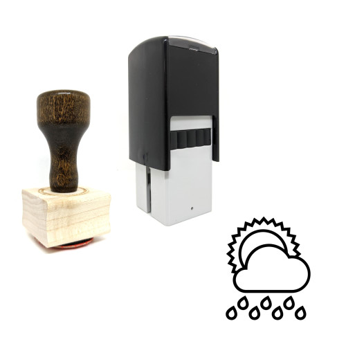 "Heavy Rain" rubber stamp with 3 sample imprints of the image