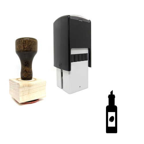 "Olive Oil" rubber stamp with 3 sample imprints of the image