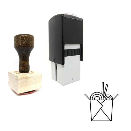 "Take Out" rubber stamp with 3 sample imprints of the image