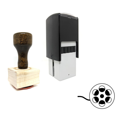 "Film Reel" rubber stamp with 3 sample imprints of the image