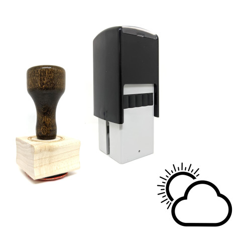 "Partially Cloudy" rubber stamp with 3 sample imprints of the image