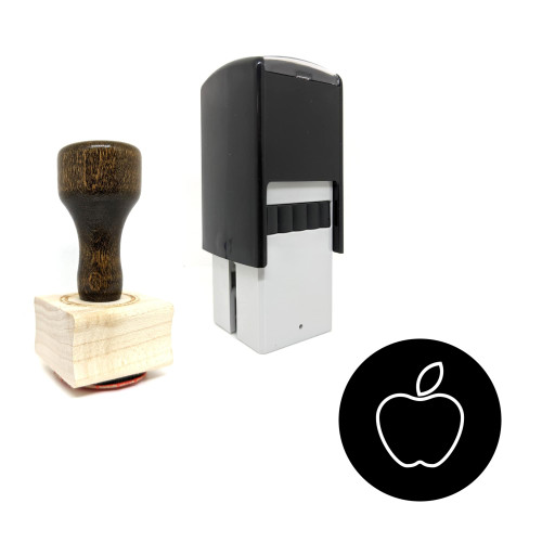 "Apple" rubber stamp with 3 sample imprints of the image